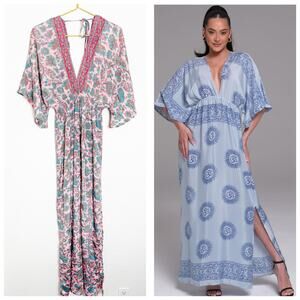 Karma Highway Easy Travel Maxi Dress One Size Kimono Satin Bohemian Hippie